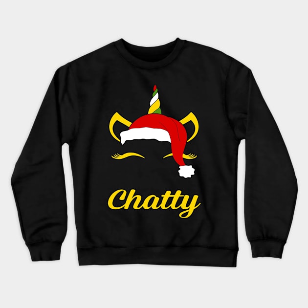 Chatty Santa Claus Unicorn Birthday Characteristics Christmas Crewneck Sweatshirt by familycuteycom